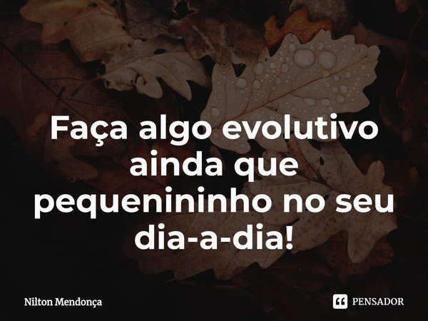 ⁠ Faça algo evolutivo ainda que pequenininho no seu dia-a-dia!... Frase de Nilton Mendonça.