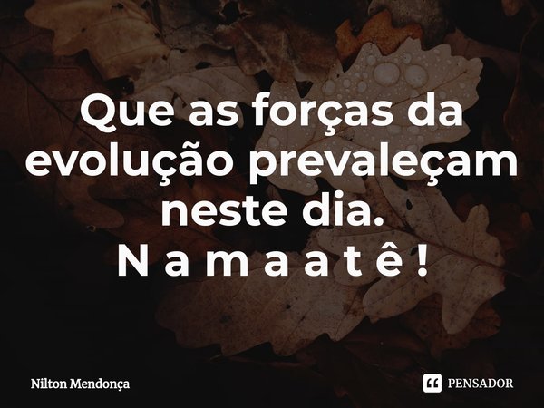 ⁠Que as forças da evolução prevaleçam neste dia. N a m a a t ê !... Frase de Nilton Mendonça.