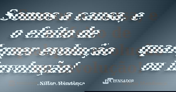 Somos a causa, e o efeito de qualquer evolução ou involução!... Frase de Nilton Mendonça.