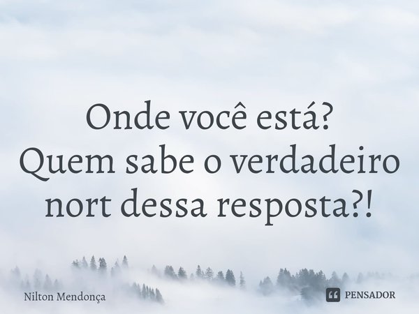 ⁠
Onde você está?
Quem sabe o verdadeiro nort dessa resposta?!... Frase de Nilton.