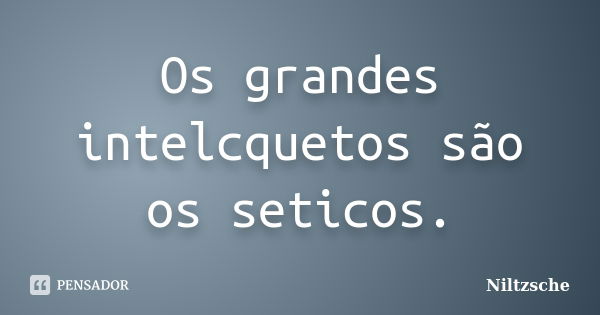 Os grandes intelcquetos são os seticos.... Frase de Niltzsche.