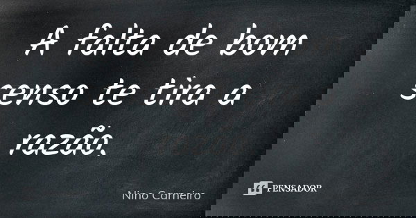 A falta de bom senso te tira a razão.... Frase de Nino Carneiro.