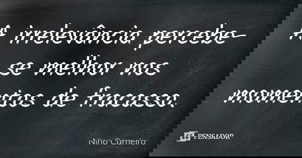 A irrelevância percebe-se melhor nos momentos de fracasso.... Frase de Nino Carneiro.