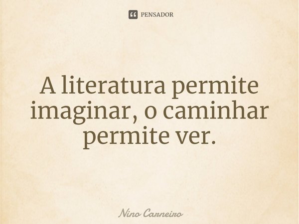 ⁠A literatura permite imaginar, o caminhar permite ver.... Frase de Nino Carneiro.