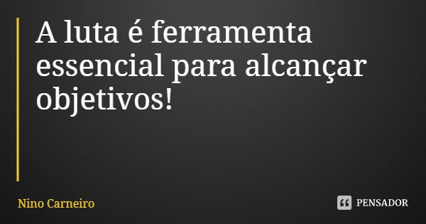 A luta é ferramenta essencial para alcançar objetivos!... Frase de Nino Carneiro.