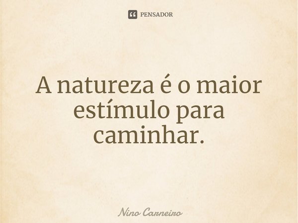 ⁠A natureza é o maior estímulo para caminhar.... Frase de Nino Carneiro.