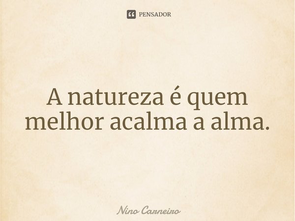 ⁠A natureza é quem melhor acalma a alma.... Frase de Nino Carneiro.