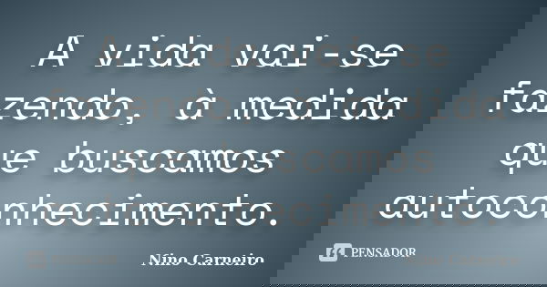 A vida vai-se fazendo, à medida que buscamos autoconhecimento.... Frase de Nino Carneiro.