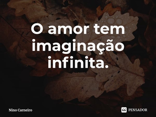 ⁠O amor tem imaginação infinita.... Frase de Nino Carneiro.