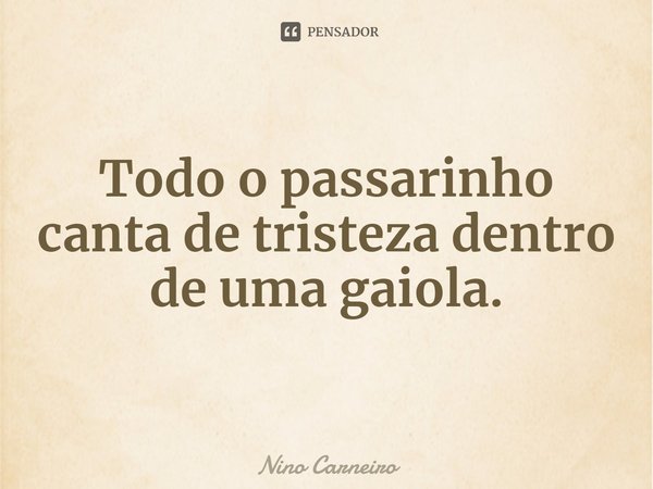 ⁠Todo o passarinho canta de tristeza dentro de uma gaiola.... Frase de Nino Carneiro.