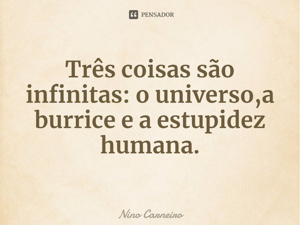 ⁠Três coisas são infinitas: o universo,a burrice e a estupidez humana.... Frase de Nino Carneiro.