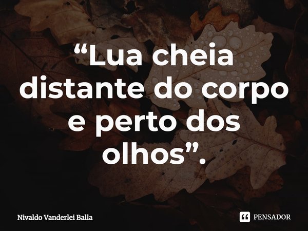 ⁠“Lua cheia distante do corpo e perto dos olhos”.... Frase de Nivaldo Vanderlei Balla.