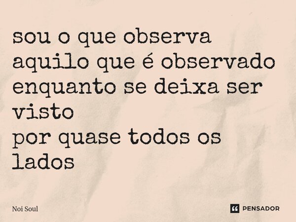 ⁠sou o que observa aquilo que é observado enquanto se deixa ser visto por quase todos os lados... Frase de Noi Soul.