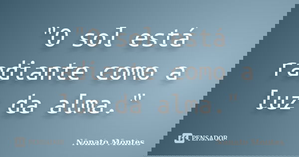 "O sol está radiante como a luz da alma."... Frase de Nonato Montes.