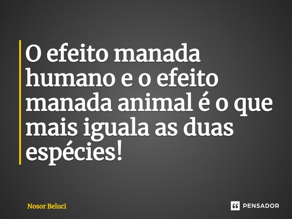 O efeito manada humano e o efeito manada animal é o que mais iguala as duas espécies!... Frase de Nosor Beluci.