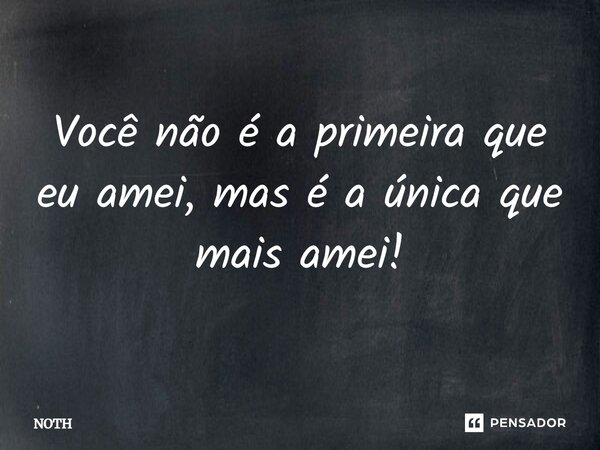 Você não é a primeira que eu amei, mas é a única que mais amei!... Frase de NOTH.