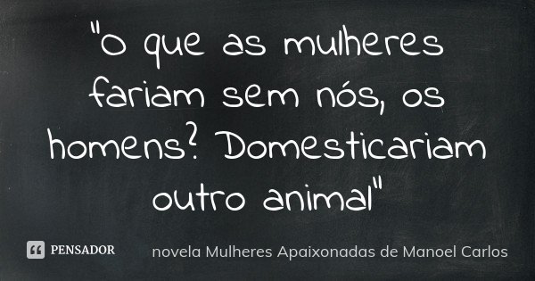 "O que as mulheres fariam sem nós, os homens? Domesticariam outro animal"... Frase de novela Mulheres Apaixonadas de Manoel Carlos.