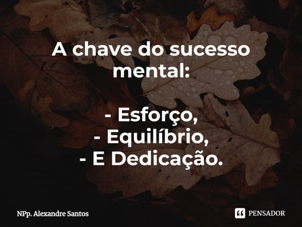 ⁠A chave do sucesso mental: - Esforço,
- Equilíbrio,
- E Dedicação.... Frase de NPp. Alexandre Santos.