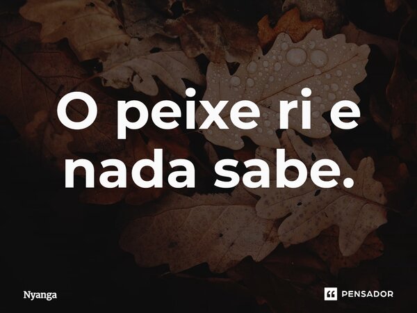 ⁠O peixe ri e nada sabe.... Frase de Nyanga.