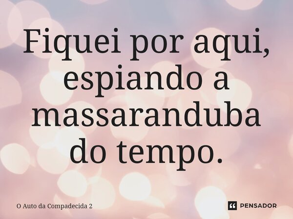 ⁠Fiquei por aqui, espiando a massaranduba do tempo.... Frase de O Auto da Compadecida 2.