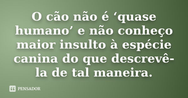 O cão não é ‘quase humano’ e não conheço maior insulto à espécie canina do que descrevê-la de tal maneira.