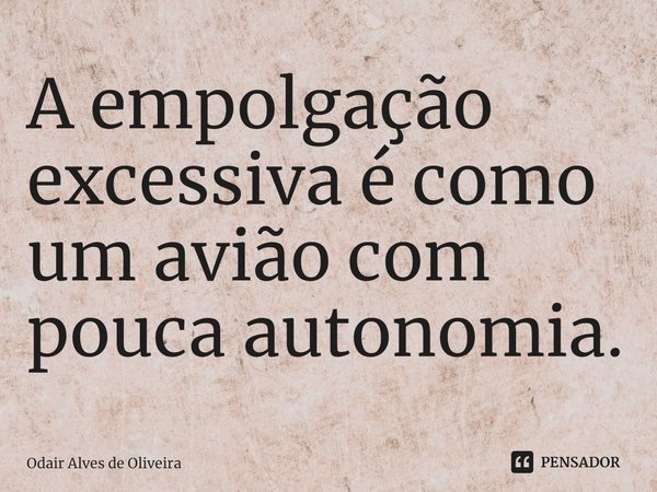 ⁠A empolgação excessiva é como um avião com pouca autonomia.... Frase de Odair Alves de Oliveira.