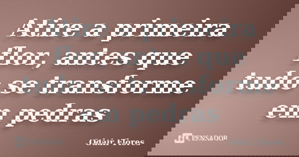 Atire a primeira flor, antes que tudo se transforme em pedras... Frase de odair flores.