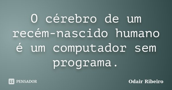 O cérebro de um recém-nascido humano é um computador sem programa.... Frase de Odair Ribeiro.