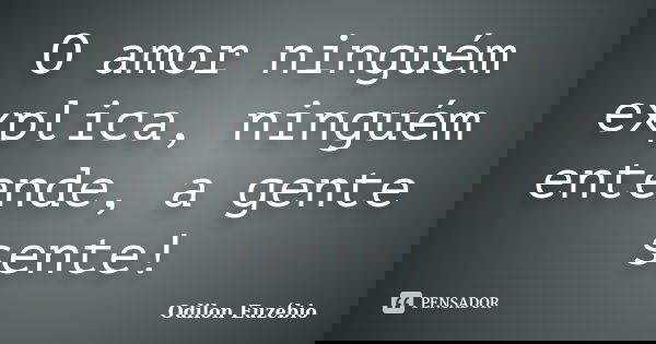 O amor ninguém explica, ninguém entende, a gente sente!... Frase de Odilon Euzébio.