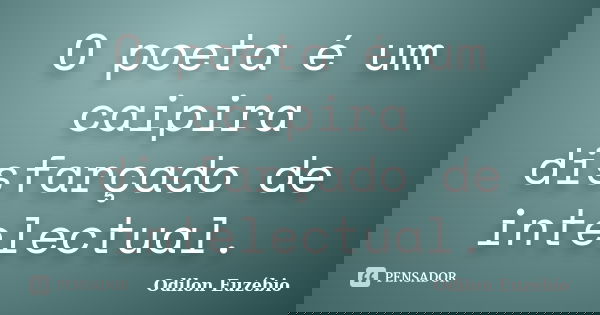 O poeta é um caipira disfarçado de intelectual.... Frase de Odilon Euzébio.