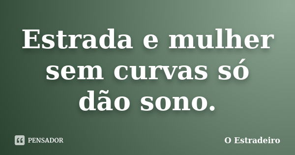 Estrada e mulher sem curvas só dão sono.... Frase de O Estradeiro.