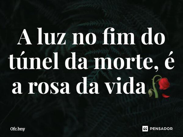 ⁠A luz no fim do túnel da morte, é a rosa da vida🥀... Frase de Ofc.bny.