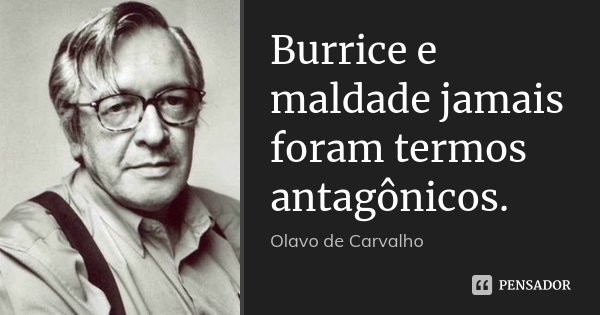 Burrice e maldade jamais foram termos antagônicos.... Frase de Olavo de Carvalho.