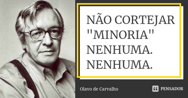 NÃO CORTEJAR "MINORIA" NENHUMA. NENHUMA.... Frase de Olavo de Carvalho.