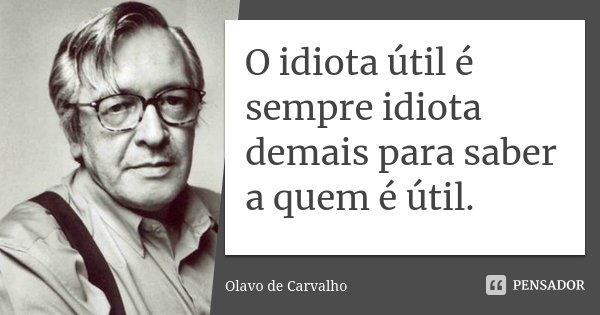 O idiota útil é sempre idiota demais para saber a quem é útil.... Frase de Olavo de Carvalho.