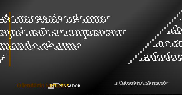 As maresias de uma laranja não se comparam ao tamanho de uma aboborá... Frase de O lendário Sarrador.