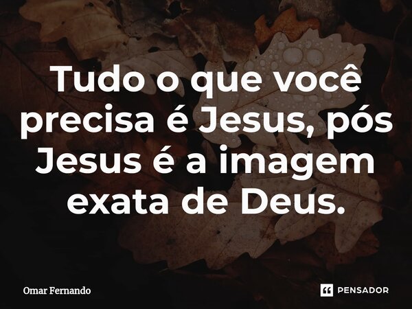 ⁠Tudo o que você precisa é Jesus, pós Jesus é a imagem exata de Deus.... Frase de Omar Fernando.