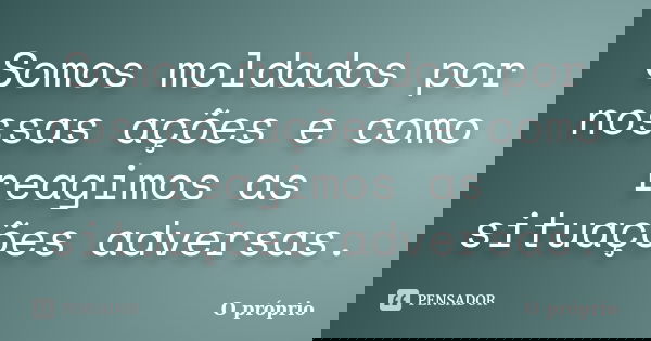 Somos moldados por nossas ações e como reagimos as situações adversas.... Frase de O Próprio.