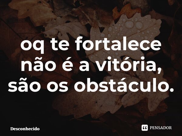⁠oq te fortalece não é a vitória, são os obstáculo.