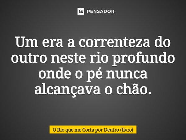 ⁠Um era a correnteza do outro neste rio profundo onde o pé nunca alcançava o chão.... Frase de O Rio que me Corta por Dentro (livro).
