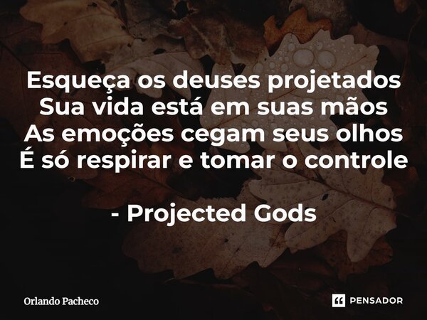 ⁠Esqueça os deuses projetados Sua vida está em suas mãos As emoções cegam seus olhos É só respirar e tomar o controle - Projected Gods... Frase de Orlando Pacheco.