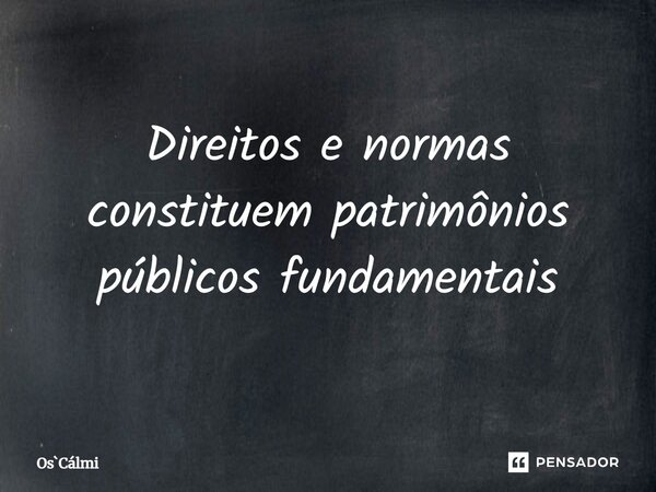 ⁠Direitos e normas constituem patrimônios públicos fundamentais... Frase de OsCálmi.