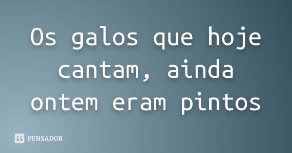 Os galos que hoje cantam, ainda ontem eram pintos