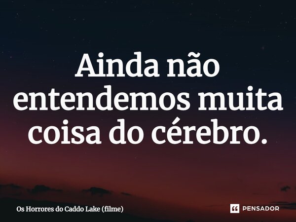 ⁠Ainda não entendemos muita coisa do cérebro.... Frase de Os Horrores do Caddo Lake (filme).