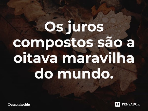 Os juros compostos são a oitava maravilha do mundo.