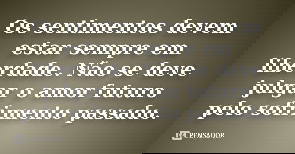 Os sentimentos devem estar sempre em liberdade. Não se deve julgar o amor futuro pelo sofrimento passado.