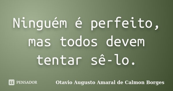 Ninguém é perfeito, mas todos devem tentar sê-lo.... Frase de Otavio Augusto Amaral de Calmon Borges.