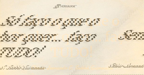 Só faço o que o Senhor quer... faço TUDO!... Frase de Otávio Leonardo C. Sabbá Guimarães.