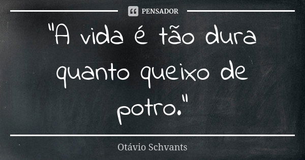 "A vida é tão dura quanto queixo de potro."... Frase de Otávio Schvants.