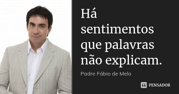 Há sentimentos que palavras não explicam.... Frase de Padre Fábio de Melo.